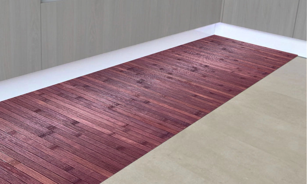 Tappeto Passatoia In Vero Bamboo Tappeto Cucina Ingresso In Legno Antiscivolo Aderente Lavabile E Antimacchia Tagliabile  - Viola - 50x200 cm