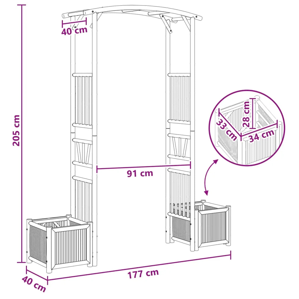 Arco da Giardino Naturale 177 x 40 x 205 cm Bambù 42028055
