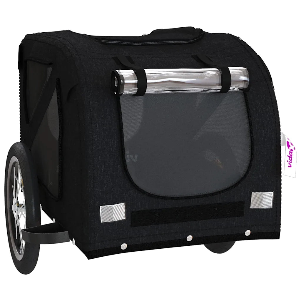 Rimorchio da Bici per Animali Nero Oxford e Ferro CFW5603788