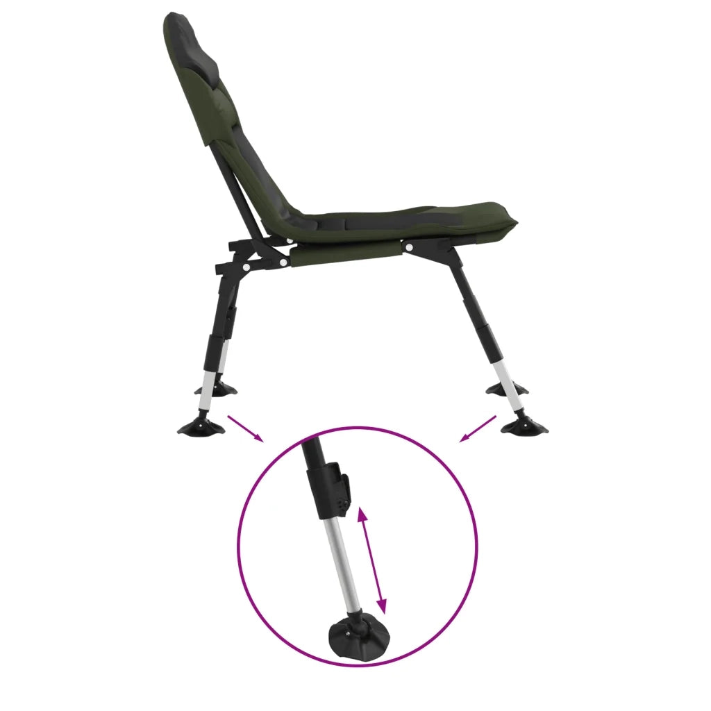 Sedia da Giardino | Sedia da Pesca con Gambe Anti Fango Regolabili Pieghevole Verde