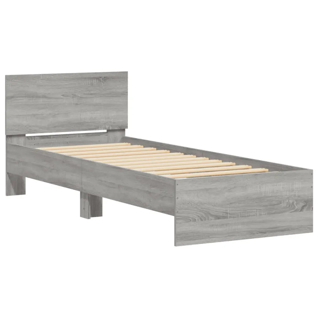 Giroletto con Testiera-Struttura Letto con testiera Grigio Sonoma 90x190cm Legno Multistrato