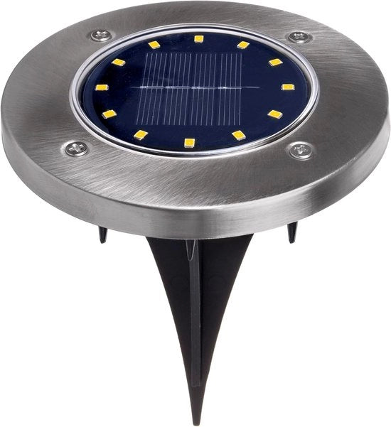 Punti di Luce Solari a Terra con Stampa – 12 LED SMD | 4000K Bianco Neutro | 07W Lampada Solare per Esterno | Illuminazione Esterna IP44 (1 pezzo)