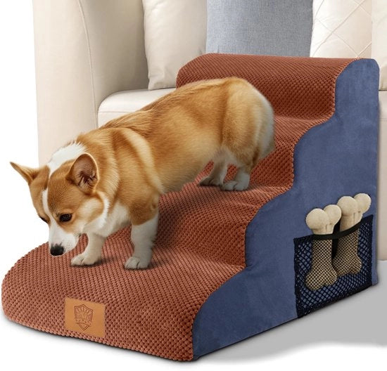 Trappola per cani, trappola antiscivolo per cani e gatti piccoli, trappola a 4 gradini per letto e divano, trappola per cani in schiuma di alta densità, trappola per animali domestici trasportabile con copertura lavabile