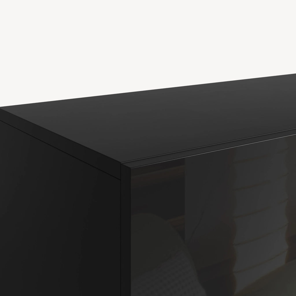 Mobile Pensile Evaton Porta TV da Parete 160 x 32 x 30 cm - Nero Lucido [en.casa]