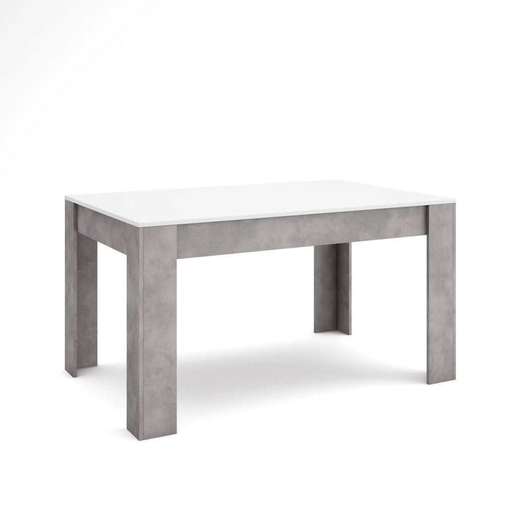 Tavolo da Pranzo, 140x90x76cm, Per 6 persone, Tavolo Cucina, Bianco e grigio cemento RF3650