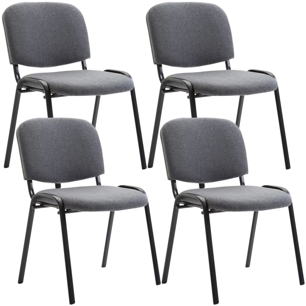 Set 4 Sedie Ufficio Visitatore Ken Imbottite In Tessuto grigio
