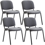 Set 4 Sedie Ufficio Visitatore Ken Imbottite In Tessuto grigio