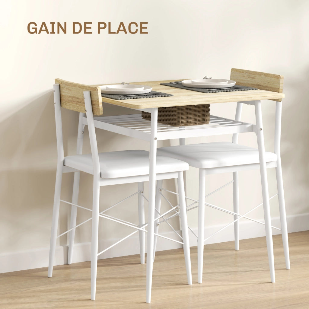 Tavolo da pranzo allungabile con 2 sedie ¨C zephmum ¨C bianco rovere