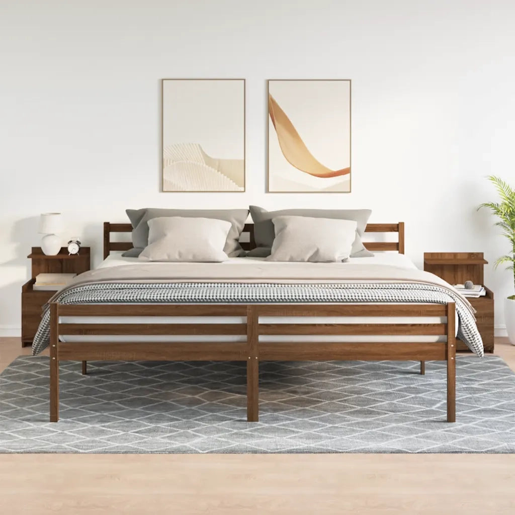 Comodini 2 pz con 2 cassetti in rovere marrone 40x36,5x62 cm 858645