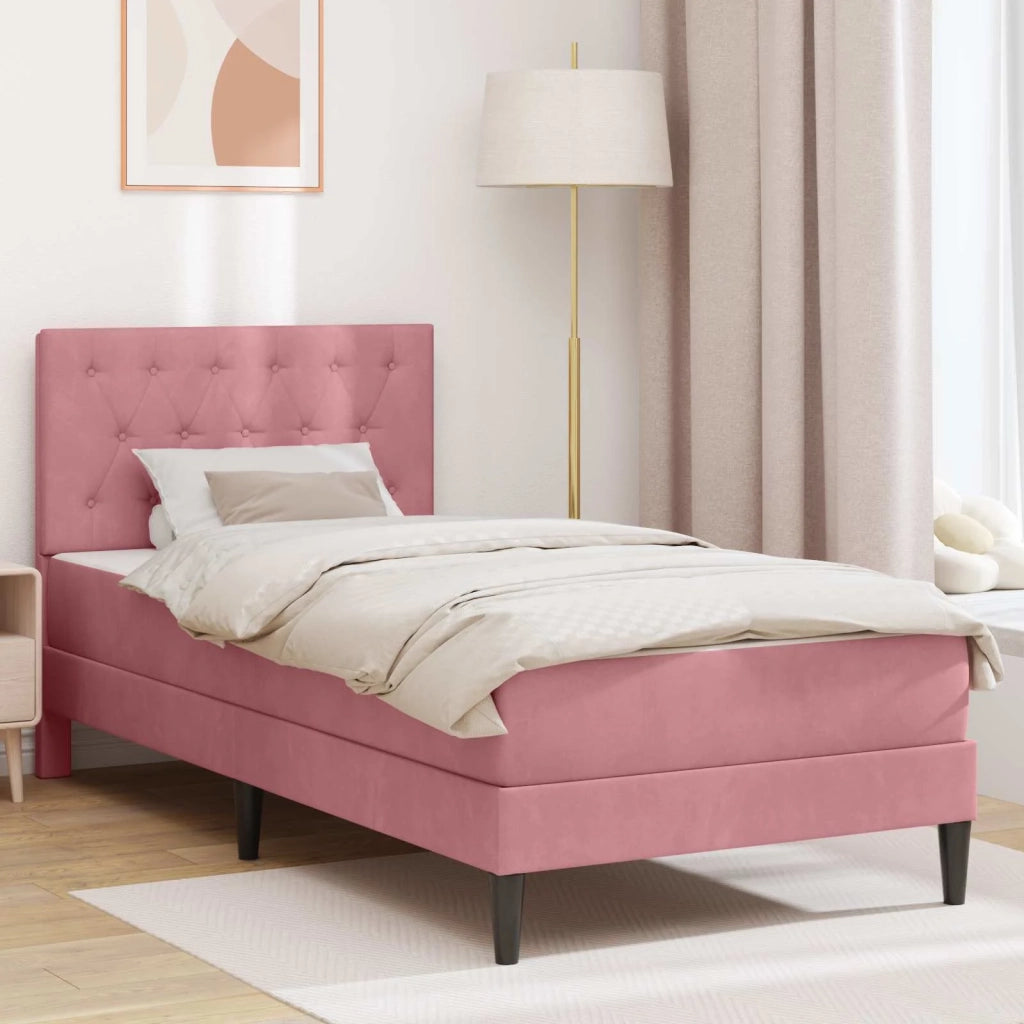 Struttura letto con materasso Rosa 100 x 200 cm Velluto 3415033