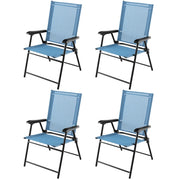 Set di 4 sedie da giardino pieghevoli 65 x 60 x 93 cm in tessuto traspirante comfort ergonomico struttura in metallo blu 20_0018837