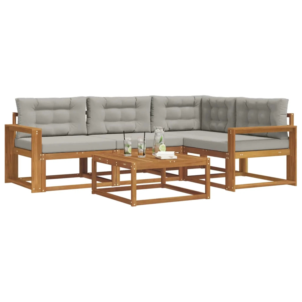 Set di divani da esterno 5 pcs Grigio Naturale e Chiaro 3367549