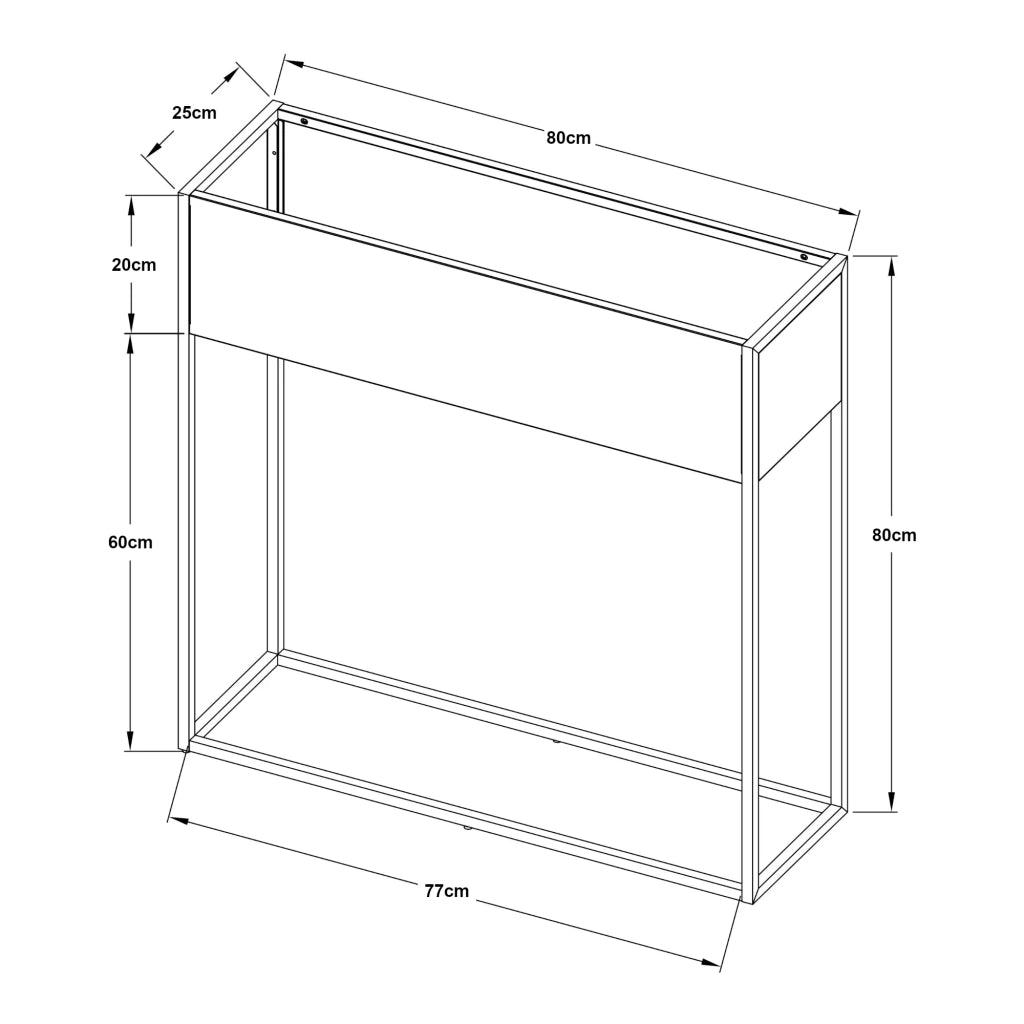 Supporto per piante da esterno supporto rialzato 80 x 80 x 25 cm nero 03_0010362