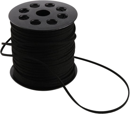 Cordone in pelle artificiale 2,6 mm - nero - 90 m - DIY - decorativo - sostenibile