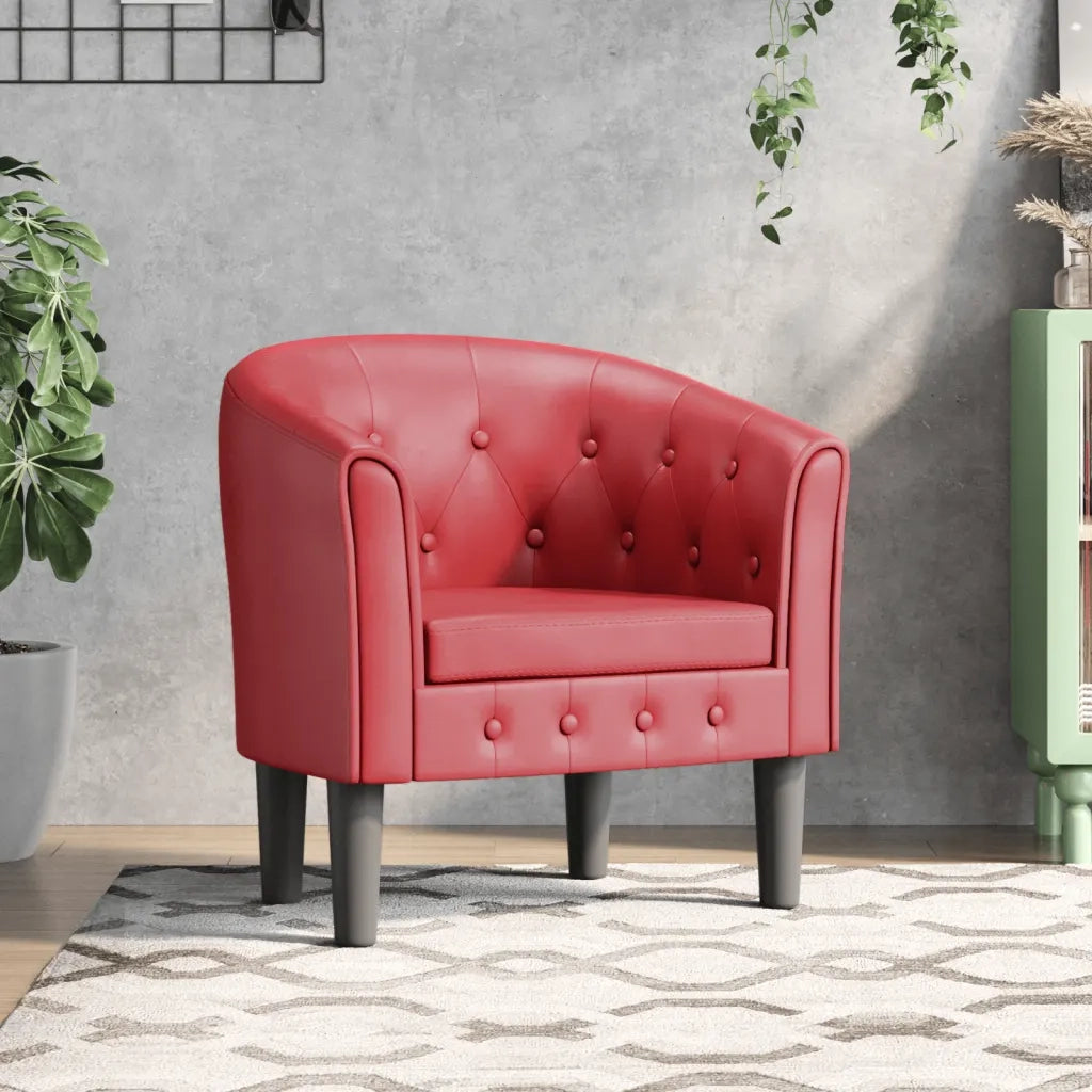Poltrona a Pozzetto-Poltroncina Rosso Vino in Similpelle 342735