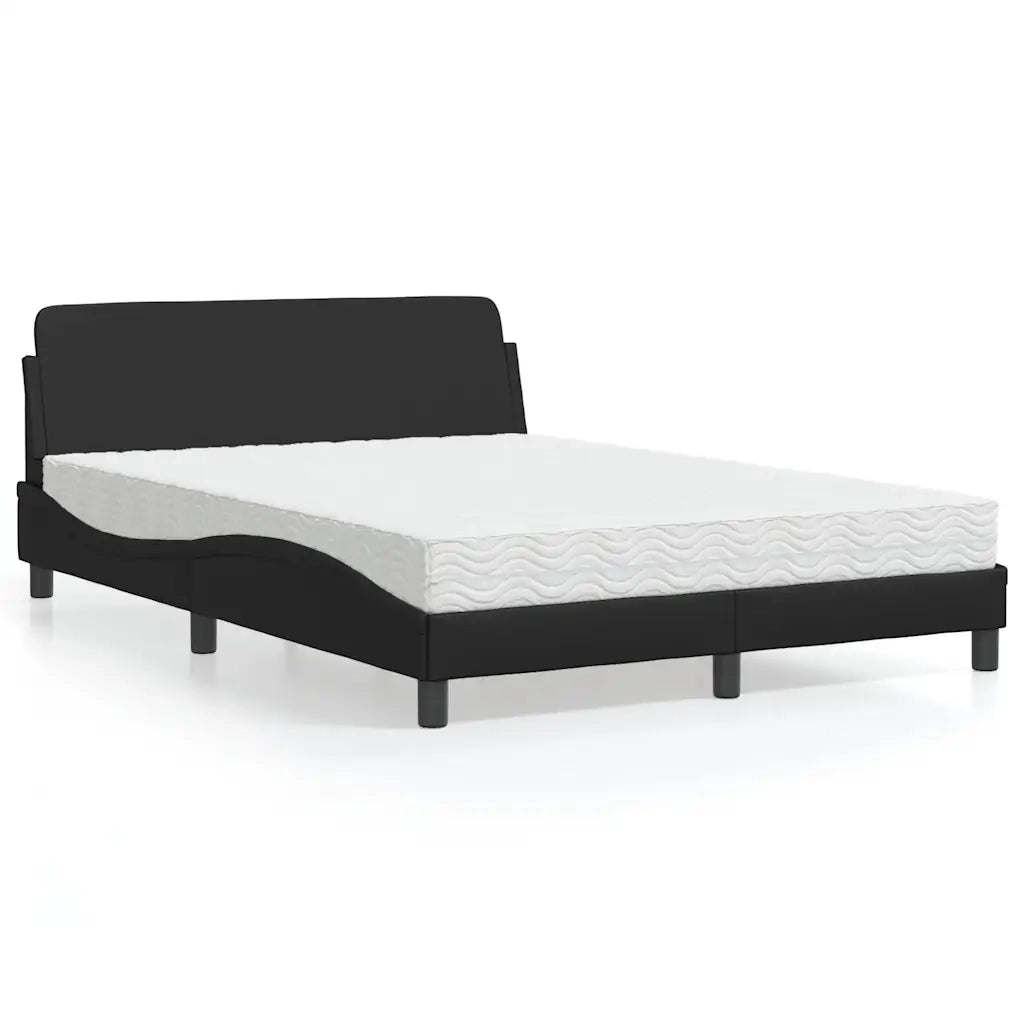 Letto matrimoniale | Letto per adulti | Letto con Materasso Dover Nero 120x200 cm in Similpelle