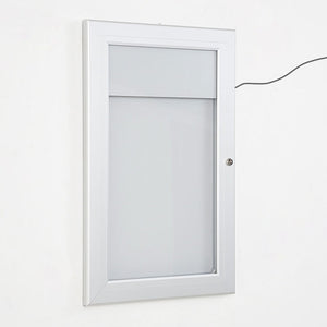 Bacheca con Apertura a Battente 30,1x48,7x2,3 cm in Alluminio con Led Silver