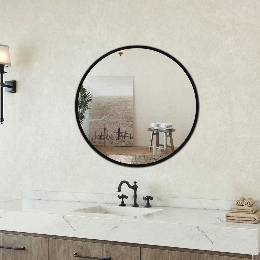 Specchio rotondo 70cm con cornice, adatto per soggiorno, camera da letto, bagno e molteplici scenari