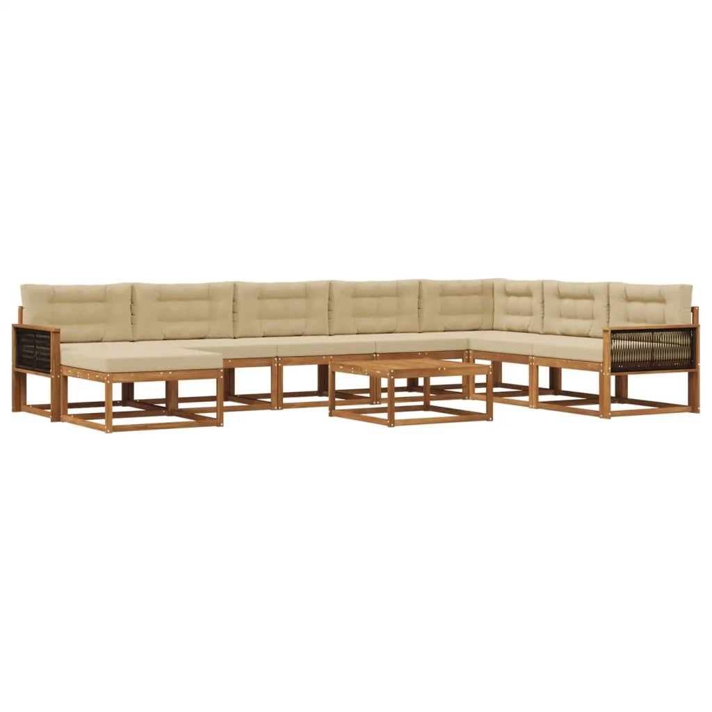 Set di divani da esterno con cuscino 9 pcs Naturale e Beige 3382826