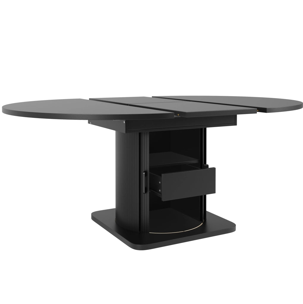 Tavolo allungabile 118-158x118x76 cm con 4 modalità; MDF nero