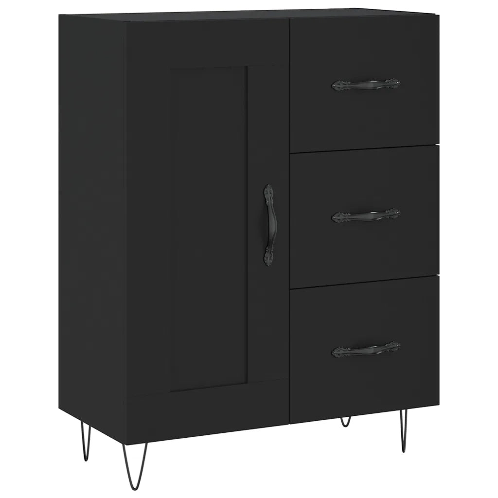 Credenza Nera 69,5x34x180 cm in Legno Multistrato 3190014