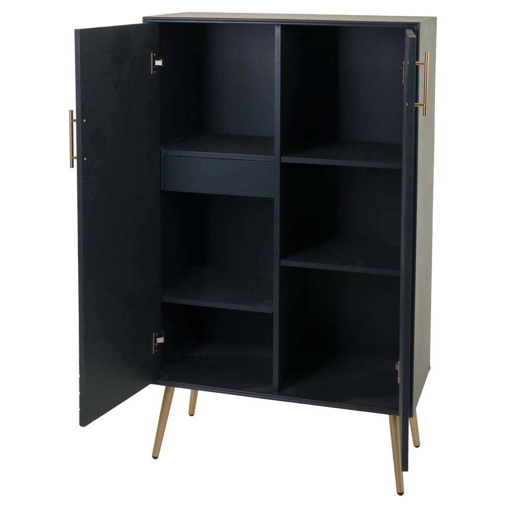 Armadio in legno e metallo nero 75x37x126,5h
