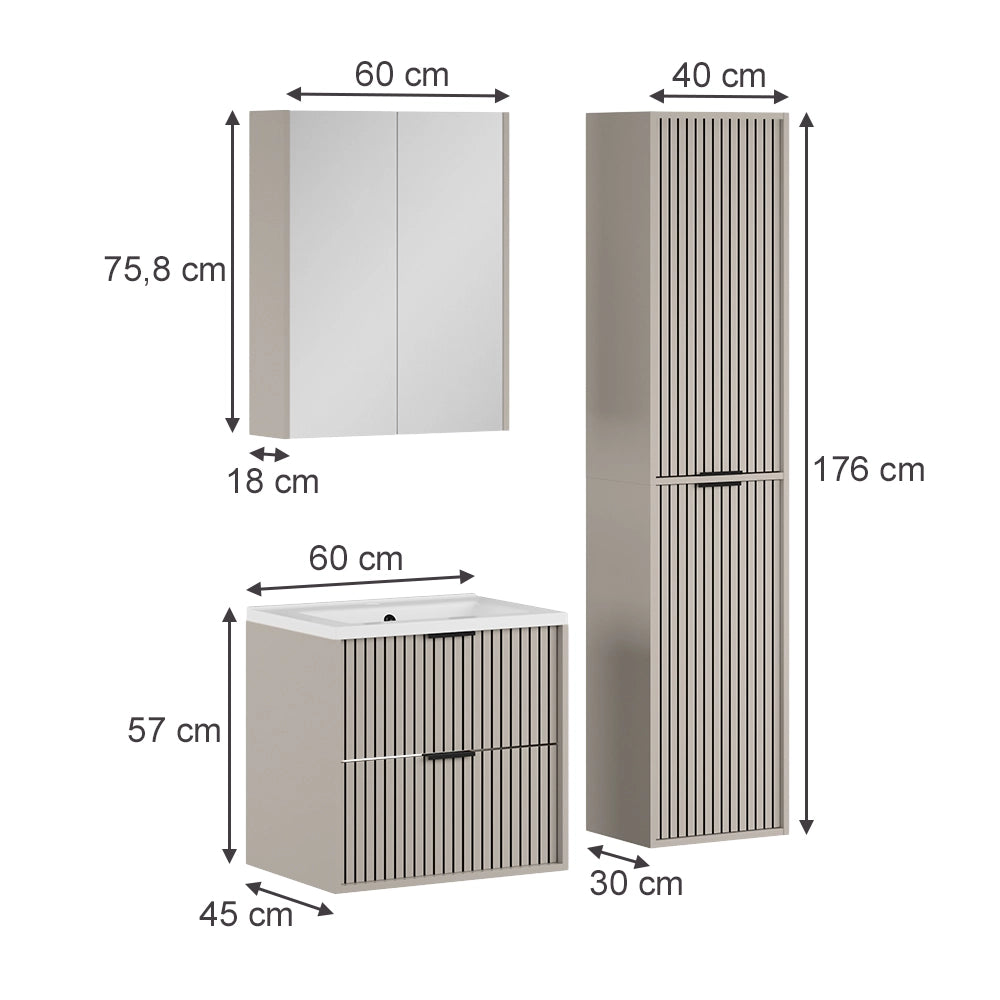 Vicco Set di mobili da bagno Cachemire 4 parti