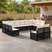 Set Divano da Giardino 12 pz Nero polyrattan 3435856