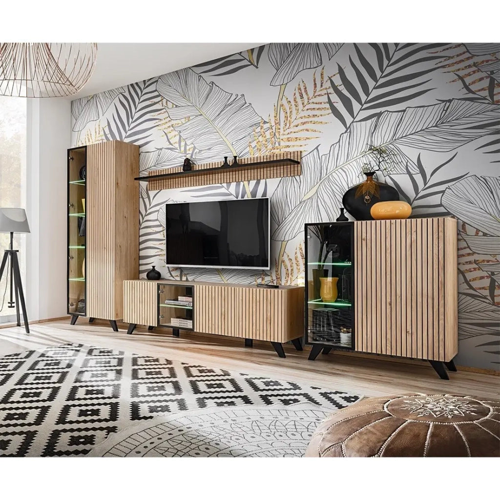 Vetrina bassa design NIELSEN – 2 porte con illuminazione LED integrata