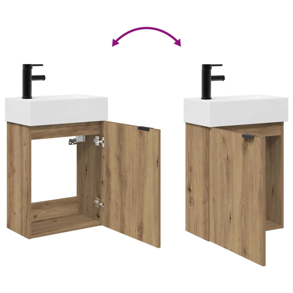 Mobile bagno con rubinetto Rovere Artigianale