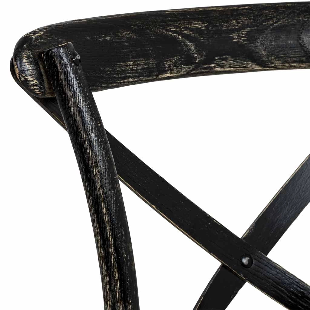 Sedia in legno con seduta in rattan nero 44x42x46/88h cm