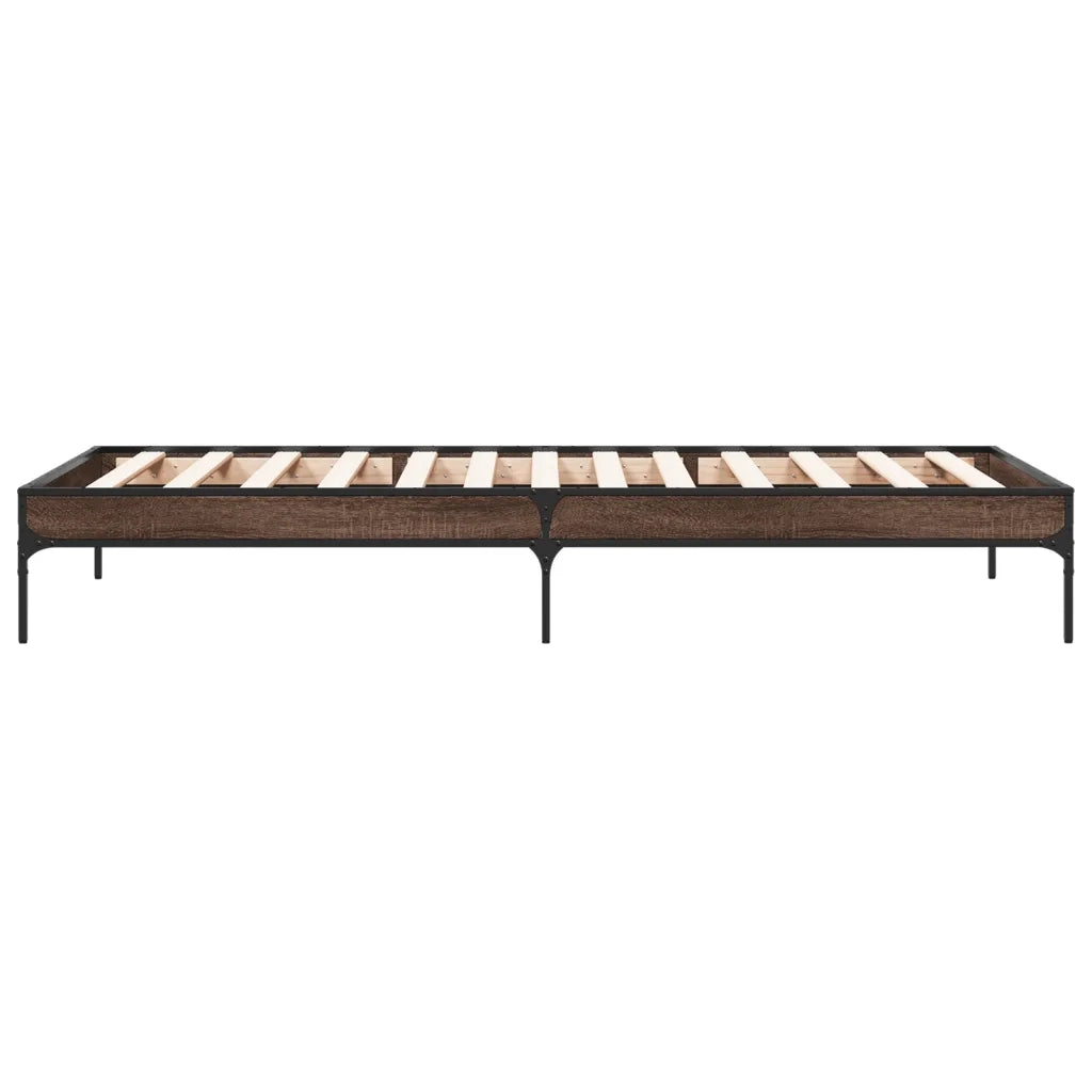 Giroletto-Struttura Letto Rovere Marrone 90x190 cm Legno Multistrato e Metallo 541976