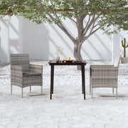 Set da Pranzo per Giardino 3 pz con Cuscini Grigio e Nero cod mxl 40956