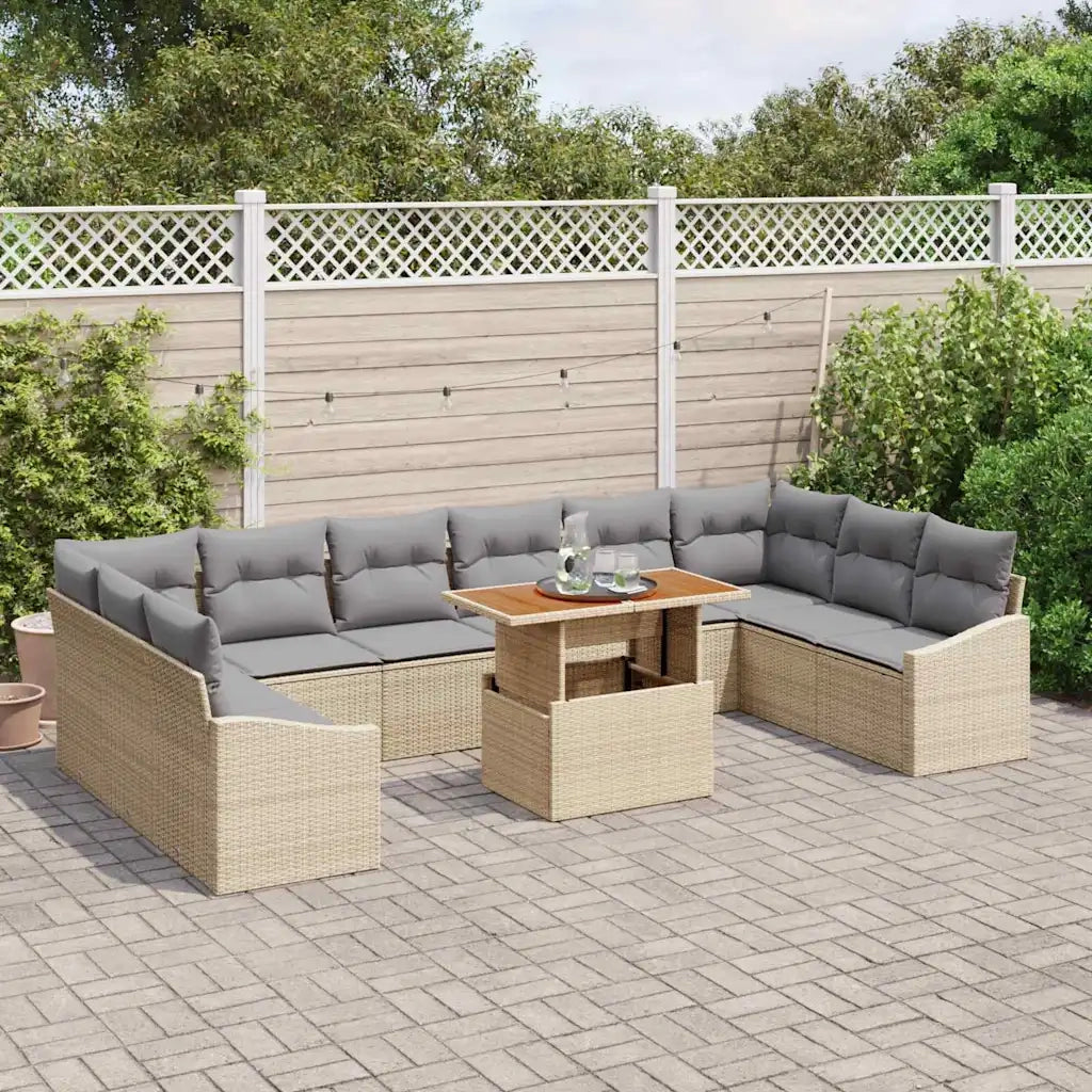 Set da Pranzo per Giardino con cuscino 11 pcs Beige e grigio 3349888