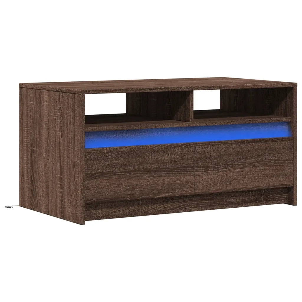 vidaXL Tavolino da Salotto con Luci LED Rovere Marrone in Truciolato