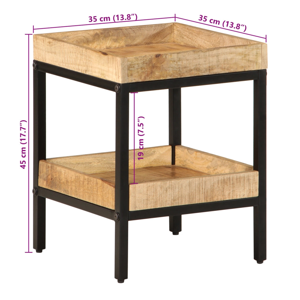 Tavolino 35x35x45 cm Legno Massello di Mango Ruvido