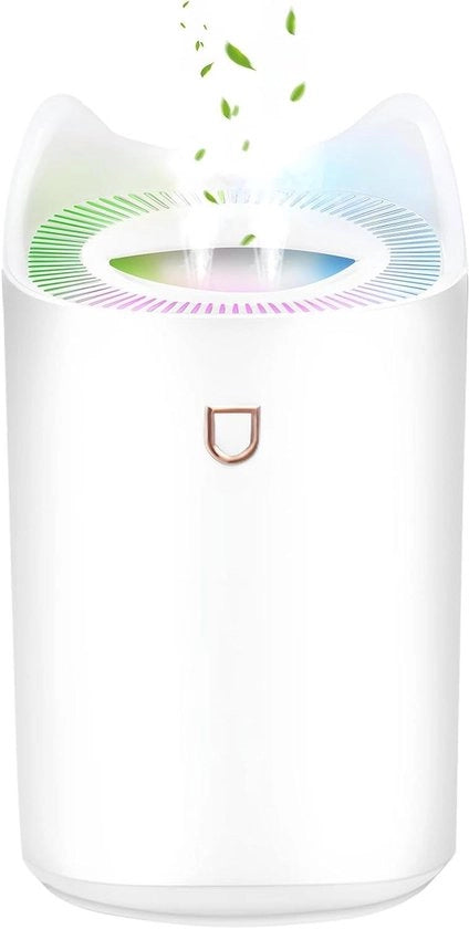 Umidade del'aria per camera da letto 20 ore ultima chiusura automatica luce RGB capacità di 3 litri umidificatore Cool Mist per casa ufficio e pianta per allergie da fumo.