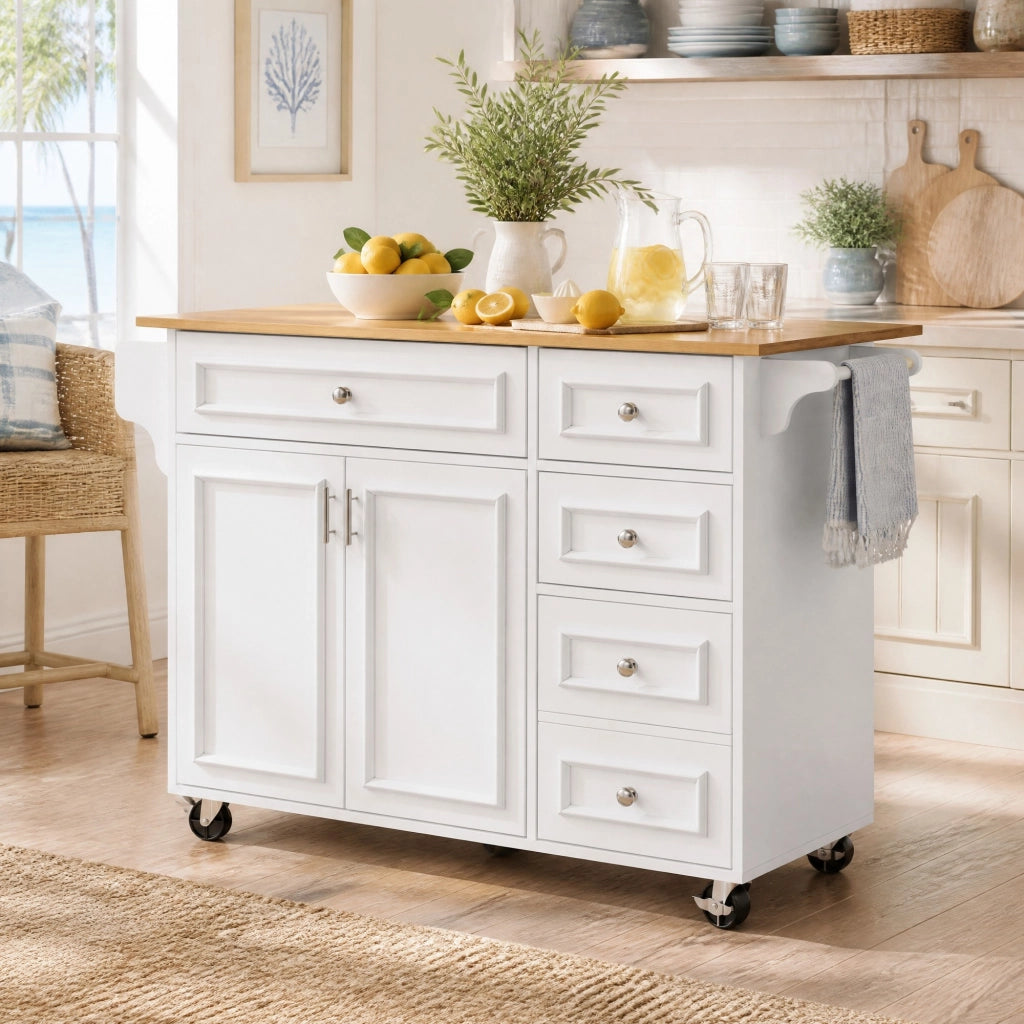 ISOLA CUCINA 110 x 75 x 92 cm Bianco in MDF con piano ribaltabile