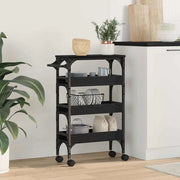 Carrello da Cucina-Scaffale per Cucina Rovere Nero 53 x 20 x 76 cm