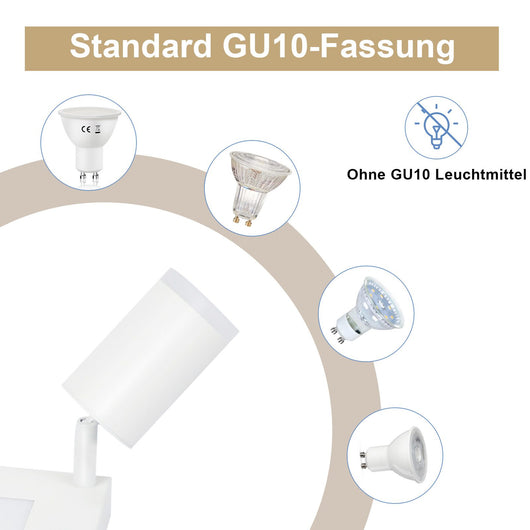 ZMH Faretto da soffitto quadrati bianchi 1 luce GU10 20W 3000K orientabili 350° per cameretta