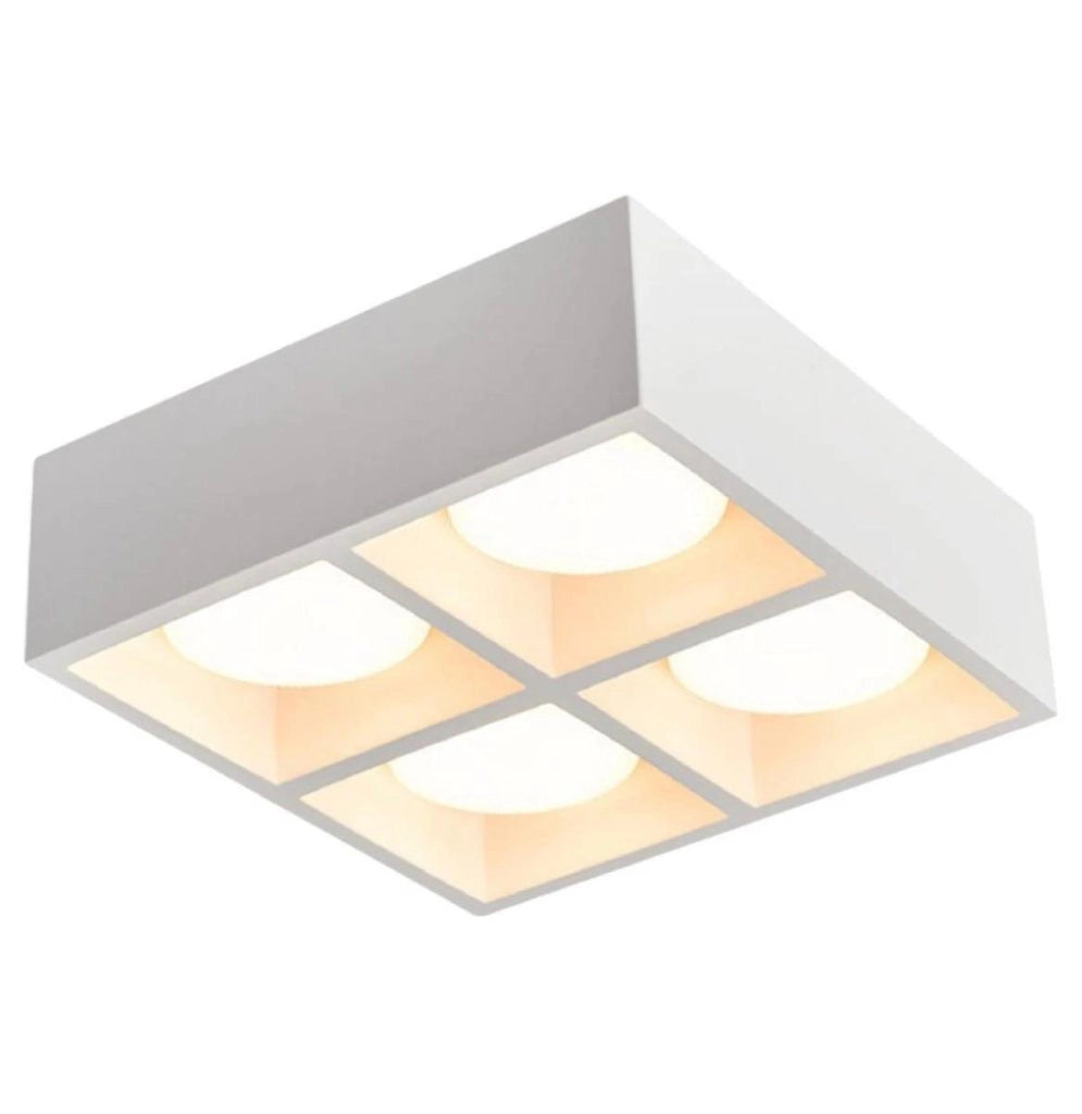 Applique in Gesso Quadrata Verniciabile GX53 4 Luci – Plafoniera Soffitto 210x210 mm con Lampadine Incluse CCT