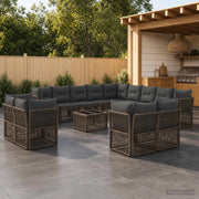 Set Divano da Giardino 14 pz Grigio polyrattan 3434438