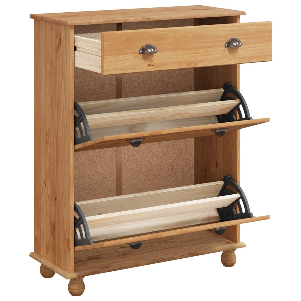Armadio per scarpe "ASKIM" 85x35x108 cm in legno massello di pino