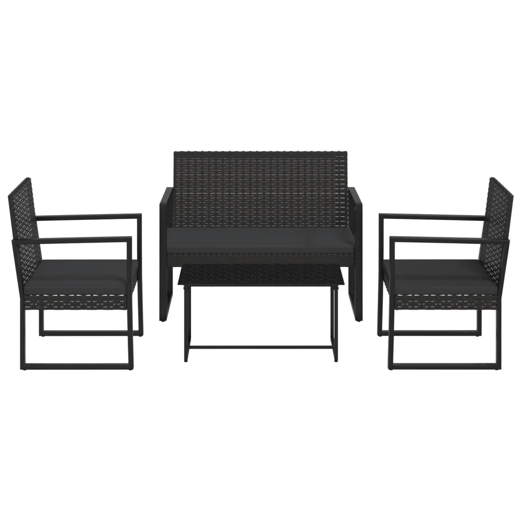 Set Divani da Giardino 4 pz con Cuscini Nero in Polyrattan 319199
