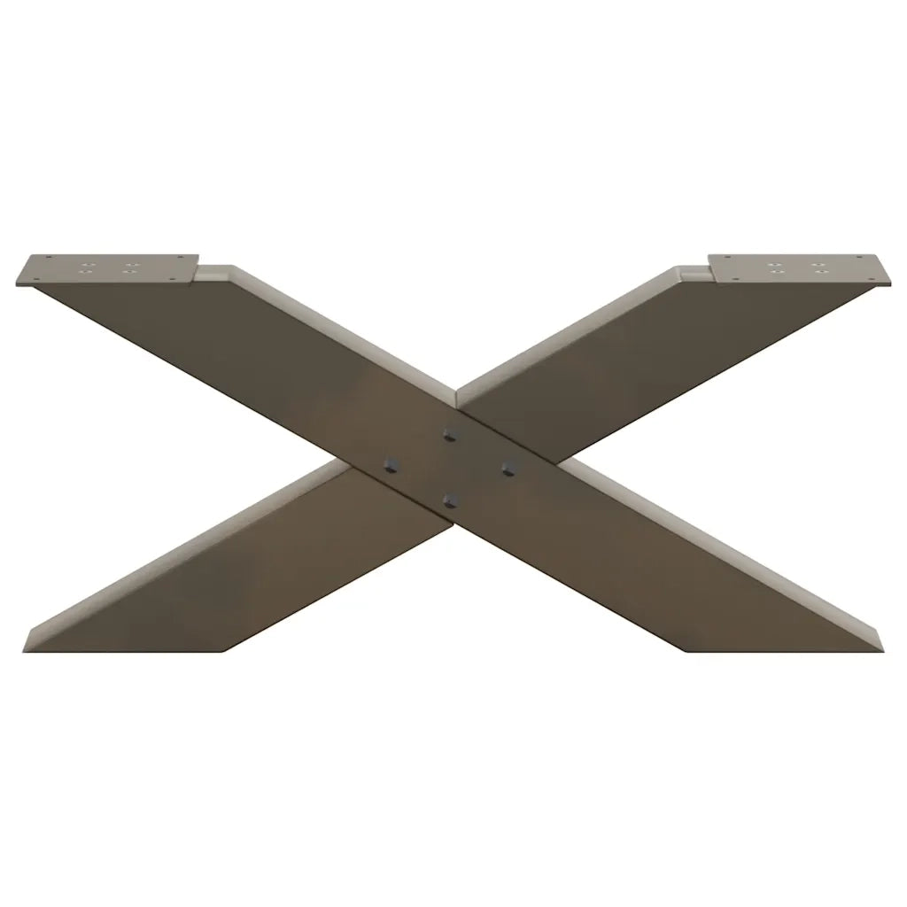 Gambe per Tavolino da Caffè a Forma di X 2 pz Acciaio Naturale 70x(30-31) cm Acciaio 4012947
