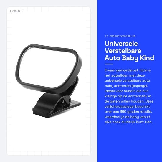 Specchio retrovisore 360 gradi rotativo - retrovisore per auto con regolazione - specchio per bambino - attacco zucca/clip - visibilità ampliata - compatibile con seggiolini auto - specchio per bambino