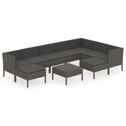 Set di mobili da giardino mobili da esterno 10 pezzi con cuscini resina intrecciata grigia 02_0015140