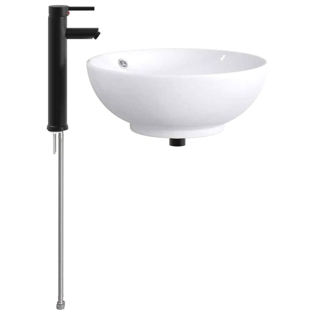 Lavabo con rubinetto e scarico Nero Opaco 44 x 44 x 16 cm 890247