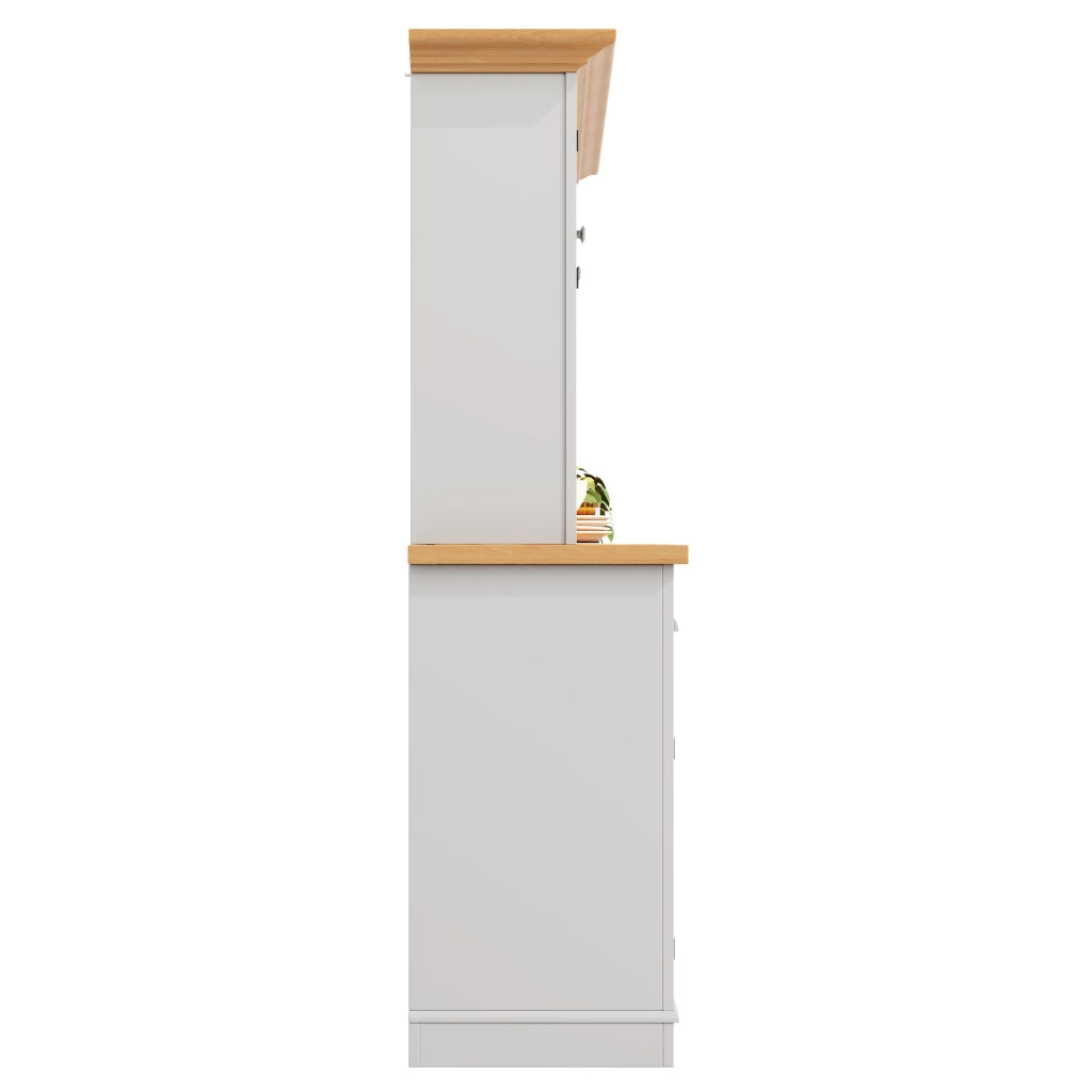 Credenza alta vetrina con anta in vetro; ripiani regolabili; LED RGB e antiribaltamento per sala da pranzo; 140 × 40 × 180 cm