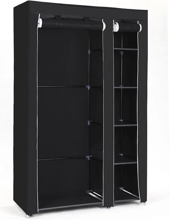 Cassa di stoccaggio in tessuto pieghevole con stendibiancheria - 110 x 175 x 45 cm - nero